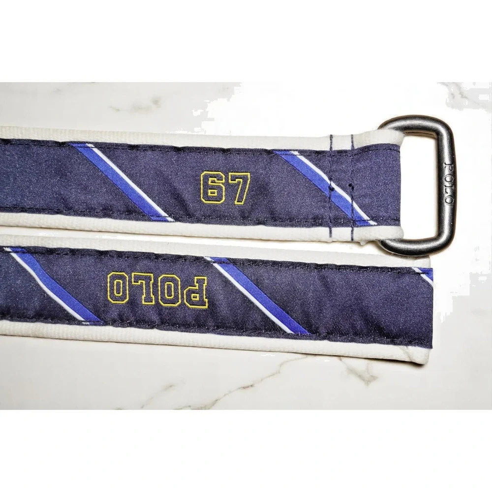 Kids Polo Ralph Lauren '67' Canvas D-Ring Belt – Blue & White – 31